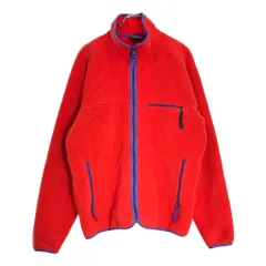 80年代 USA製 patagonia パタゴニア シンチラカーディガン フリースジャケット アウトドア レッド(メンズ XL)中古 古着 V7483