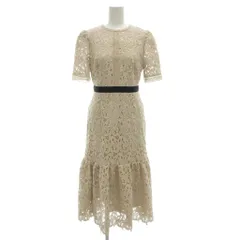 セルフォード CELFORD 23SS 総レースワンピース ドレス 半袖 ロング フレア フラワーモチーフ 34 ピンクベージュ /GV