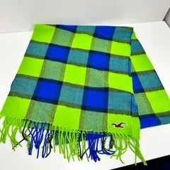 Hollister マフラー 黄緑×青 グリーン×ブルー ホリスター 男女兼用【新品・未使用品】のサムネイル