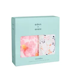 aden + anais エイデンアンドアネイ おくるみ フラワー 2枚セット 120×120cm モスリンコットン スワドル 新生児 出産祝い SWADAB4040 0