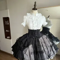ステージ衣装 ダークゴシック ハイウエストミニスカート地雷系 ギャル系 量産型 舞台衣装 フリル リボン パンクスカート 卒業式入学式 成人式 同窓会 lolita 姫ロリ 甘ロリ リボン 可愛い ワンピース エレガント