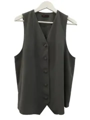 シセンドウ 詩仙堂 HITOSHI TAMURA  ベスト Vネック カーキ 緑系 縮緬  ちりめん 羽織 トップス