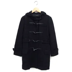 ブロードゥリー&コー Broderie&Co ナノユニバース ダッフルコート アウター ミドル ウール混 フード スリット シンプル 38 黒 ブラック /NT10