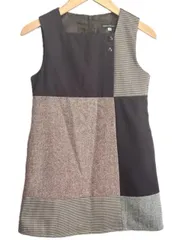 ベベ bebe キッズ 50th アニバーサリー 1998 アーカイブ 千鳥 ツイード パッチワーク ジャンパースカート 120 ワンピース ウール混 ボルドー系 ノースリーブ