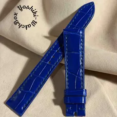 cro-1991  クロコダイル  腕時計 ベルト コバルトブルー  (ラグ幅19 mm - バックル幅 16 mm)