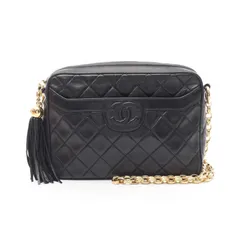 シャネル CHANEL ショルダーバッグ マトラッセ ブラック ラムスキン（羊革） マトラッセ フリンジチェーンショルダー レディース Used B