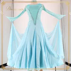 社交ダンス 衣装 スタンダード ドレス ワンピース パーティ衣装 オールシーズン in the MOOD インザムード 水色 ライトブルー系 チョーカー レース スパンコール ライトブルー かわいい 女性用 フロート付き おしゃれ 軽量 日本製 季節問わず