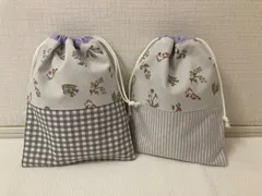 No.60 巾着袋　コップ袋　給食袋　Mサイズ