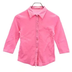 Paul Smith women ポールスミス ウィメン ワンポイントロゴ刺繍 7分袖 シャツ M ピンク カットソー レディース 古着