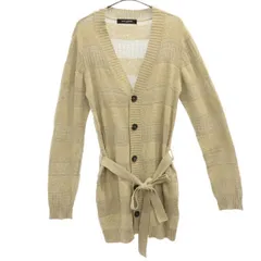 nano universe ナノユニバース コットンブレンド 総柄 長袖 ニットカーディガン M グレー レディース 古着