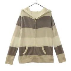 gelato pique ジェラートピケ ボーダー 長袖 ルームウェア F グレー系 ジップパーカー ジェラピケ レディース 古着