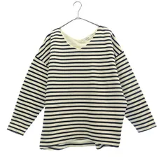 niko and... ニコアンド ボーダー柄 長袖 カットソー 3 ホワイト×ネイビー レディース 古着