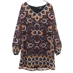 GRACE CONTINENTAL グレースコンチネンタル 総柄 長袖 Vネック ワンピース 36 レディース 古着