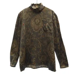 OGNIBENE ZENDMAN イタリア製 シルク100％ 総柄 長袖 カットソー 38 ブラウン系 シャツ レディース 古着