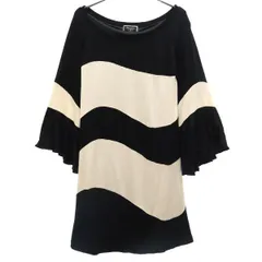 Diagram ダイアグラム ボーダー 長袖 ワンピース 36 ブラック×ベージュ グレイスコンチネンタル レディース 古着