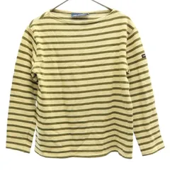 SAINT JAMES セントジェームス フランス製 ボーダー 長袖 バスクシャツ XXS カーキ×ベージュ ロンT レディース 古着