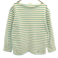 ORCIVAL オーシバル ボーダー 長袖 バスクシャツ グリーン×ホワイト ロンT カットソー Tシャツ レディース 古着