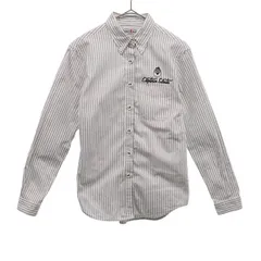 CAPTAIN SANTA キャプテンサンタ 日本製 ストライプ 長袖 ボタンダウンシャツ LADIES グレー×ホワイト レディース 古着