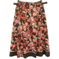 HIROKO KOSHINO ヒロココシノ 日本製 花柄 ロングスカート 9 ブラウン レディース 古着