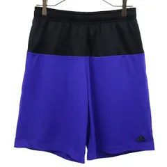 未使用 adidas アディダス ワンポイントロゴプリント トレーニング ショートパンツ L パープル×ブラック メンズ 古着