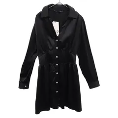 未使用 ZARA ザラ 長袖 ミニワンピース XS ブラック レディース 古着