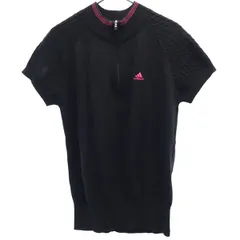 adidas アディダス ゴルフ 半袖 ハーフジップ セーター M ブラック ニット レディース 古着