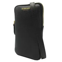 【新品】【訳あり】バーバリー バッグ ショルダーバッグ BURBERRY PHONE POUCH レザー プリントロゴ スマホショルダー フォンポーチ フォンケース 斜め掛け 8084040 BLACK (ブラック) アウトレット レディース 送料無料