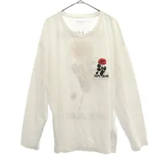 Pepe Jeans ペペジーンズ プリント 長袖 Tシャツ M ホワイト ローズ 薔薇 ロンT メンズ 古着