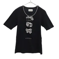 PINK HOUSE ピンクハウス プリント 半袖 Tシャツ M ブラック レディース 古着