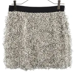 未使用 DKNY ディーケーエヌワイ シルク レオパード柄 ミニスカート 2 ホワイト×ブラック レディース 古着のサムネイル