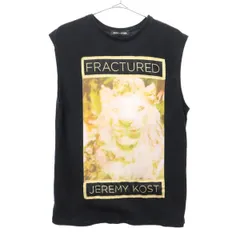EACH OTHER イーチ アザー ジェレミーコスト コラボ プリント ノースリーブ カットソー XS ブラック JEREMY KOST レディース 古着