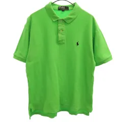 Polo by Ralph Lauren ポロバイラルフローレン 刺繍 半袖 ポロシャツ 170 グリーン 鹿の子地 キッズ 古着