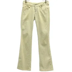 DIESEL ディーゼル ストライプ ボタンフライ ブーツカットデニムパンツ 26 ブルー系 レディース 古着