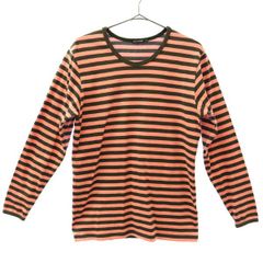 marimekko マリメッコ ボーダー柄 長袖 Tシャツ XS ブラック×ピンク ロンT レディース 古着