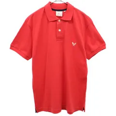 AVIREX アヴィレックス ワンポイント刺繍 半袖 ポロシャツ M レッド 鹿の子地 メンズ 古着