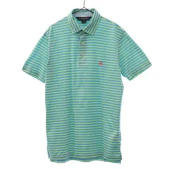 Brooks Brothers ブルックスブラザーズ ボーダー 半袖 ポロシャツ S ブルー×グリーン スリムフィット メンズ 古着