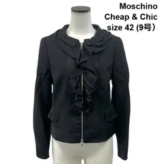 ◆ モスキーノチープアンドシック Moschino Cheap & Chic ジップアップ ノーカラージャケット 黒 ウール 42 9-11号 レディース S5Y648のサムネイル