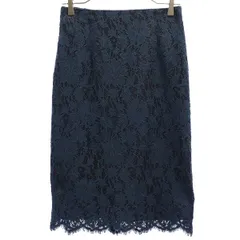 UNITED ARROWS ユナイテッドアローズ 総レース ミディ丈 スカート 38 ブルー×ネイビー レディース 古着