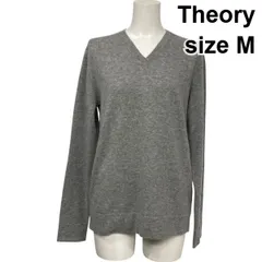 ◆ セオリー Theory Vネックセーター ニット 長袖 プルオーバー ライトグレー カシミア100％ M 9号 レディース S5Y653