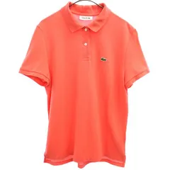 LACOSTE ラコステ ワンポイントロゴワッペン 半袖 ポロシャツ 38 ピンク 鹿の子地 カスタムフィット レディース 古着