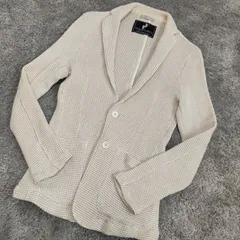 HIGH STREET　ハイストリート  高級ファブリックメーカー　ポンテトルト　Pontetorto  【サイズ】  L　コットンニット　テーラードジャケット　ベージュ　メンズ　中古　古着