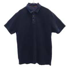 GLOSTER road グロスターロード 半袖 ポロシャツ L ネイビー 鹿の子地 メンズ 古着