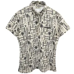 adidas アディダス 総柄 ゴルフ 半袖 ポロシャツ S ホワイト レディース 古着