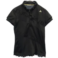 adidas アディダス ワンポイント刺繍 ゴルフ 半袖 ポロシャツ S ブラック レディース 古着