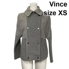 ◆ ヴィンス Vince ダブルブレストコート ジャケット ピーコート 長袖 ミドル丈 ブークレ編み グレー 毛混 XS 5号 レディース S5Y668のサムネイル
