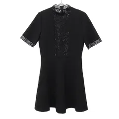 ZARA WOMAN ザラウーマン 未使用 刺繍 半袖 ワンピース XS ブラック レディース 古着