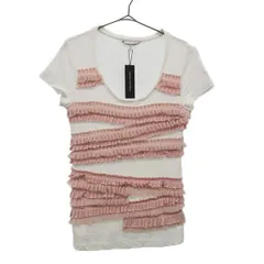 未使用 Banana Republic バナナリパブリック 半袖 フリル付 Tシャツ XS ホワイト×ピンク カットソー レディース 古着