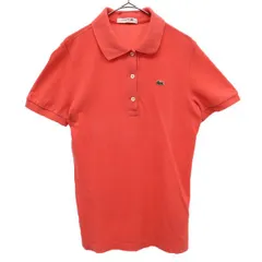 LACOSTE ラコステ 日本製 ワンポイントロゴワッペン 半袖 ポロシャツ 36 オレンジ レディース 古着