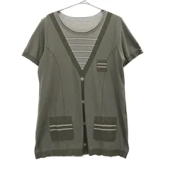 HIROKO BIS ヒロコビス 日本製 総柄 半袖 カットソー 13AB カーキ レディース 古着