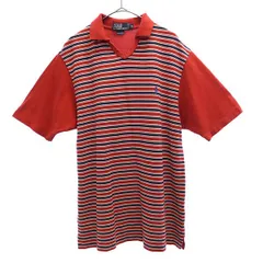 Polo by Ralph Lauren ポロバイラルフローレン ボーダー 半袖 ポロシャツ M レッド系 鹿の子地 メンズ 古着
